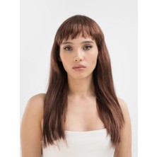 Kahve Renk Uzun Düz Parti Peruğu - Uzun Kahverengi Peruk Midastech