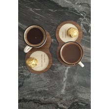 Erdizden 6 Parça Ahşap Lazer Kesim Bardak ve Fincan Altlığı