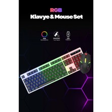 Kablolu Işıklı Gaming Standart Türkçe Q Klavye ve Mouse Seti Midastech