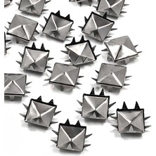 Hapshoe Süs Tırnaklı Platin Çakma Kare Piramit 5 mm 20 Adet Metal Trok