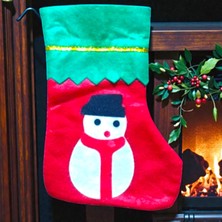 Oktay Sesal Noel Baba Çorabı 23 cm Kardan Adam Figürlü Çorap Yılbaşı Noel Süsleri