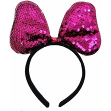 Renk Değiştiren Pullu Payetli Fiyonk Parti Tacı Fuşya Gümüş Renk 20X16 cm Midastech