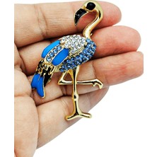 BB Bi Butik Shop Azure Flamingo Işıltılı Taşlı Gold Flamingo Broş