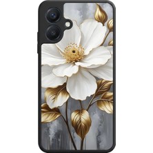 Samsung Galaxy A07 Uyumlu Yaldizli Cicek Tasarımlı Glossy Premium Kılıf