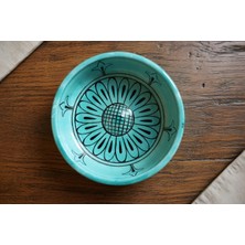 Muguetarts %100 El Emeği Seramik Desenli Sofra Kasesi 16X4.5CM Çiçek Desenli