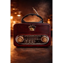 Telkur NS-8092BT Nostaljik Radyo Görünümlü Bluetooth,hafıza Kartı,usb Bellek,aux ve Radyo Destekli Hoparlör Bordo Ahşap