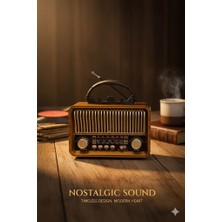 Telkur M-1232BT Nostaljik Radyo Görünümlü Bluetooth,hafıza Kartı,usb Bellek,aux ve Radyo Destekli Hoparlör Koyu Sarı