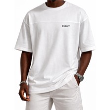 Eight Oversize Basic Baskılı T-Shirt