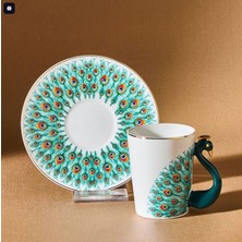 Leylart Kuğu Model 2 Kişilik Fincan Seti Yeşil