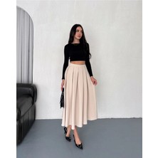 Win Moda Pileli Uzun Etek Tam Boy / Günlük Uzun Etek Pileli A Kesim