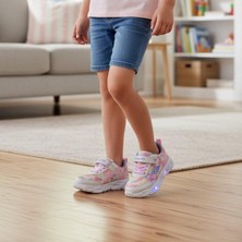 Jamix 125P Pembe-Beyaz Işıklı Cırtlı Kız Çocuk Spor Ayakkabı