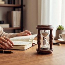 İki Yedi Konsept Maarel 771 Ahşap Kum Saati Dekoratif Masaüstü Kum Saati Ofis Çalışma Masası Dekoru Hediyelik Eşya