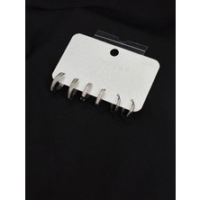 Melisa Takı & Aksesuar 316L Çelik Jewelry Gümüş Renk 6lı Set Zirkon Taşlı Küpe