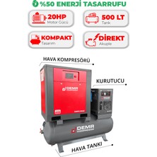 Demr Kompresör 20 Hp 500 Lt Depo Üstü Invertörlü Vidalı Hava Kompresörü I DMV20E