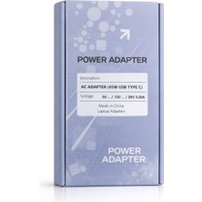 OEM Universal Type-C Girişli 5V,12V,20V./3.25A 65W Notebook ve Telefon Adaptör