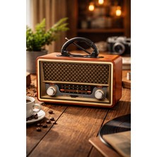 Telkur M-157BT Nostaljik Radyo Görünümlü Bluetooth,hafıza Kartı,usb Bellek,aux ve Radyo Destekli Hoparlör Gold