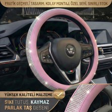 Valente Lusso Geçmeli Direksiyon Kılıfı Crystal-Line Serisi Parlak Taşlı - Perfore Deri & Işıltılı Tasarım (6 Renk)