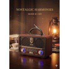 Telkur M-111BT Nostaljik Radyo Görünümlü LED Işıklı Bluetooth,hafıza Kartı,usb Bellek,aux ve Radyo Destekli Hoparlör Siyah