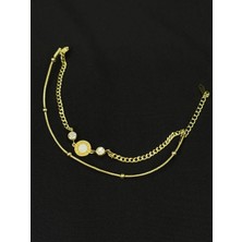 Melisa Takı & Aksesuar 316L Çelik Gold Renk Çift Zincirli Bileklik