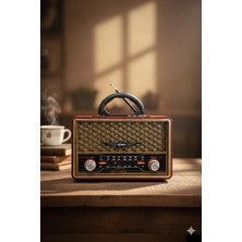 Telkur M-156BT Nostaljik Radyo Görünümlü Bluetooth,hafıza Kartı,usb Bellek,aux ve Radyo Destekli Hoparlör Gold