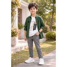 Mıncırık Müslin Gömlekli Kot Pantolonlu 3lü Takım