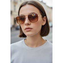 Luna Jewelry Retro Kare Cam Metal Çerçeve Kadın Güneş Gözlüğü