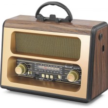 Marsilyan Bluetooth Fm Nostaljik Hoparlör USB Tf - Kahverengi RXBT88