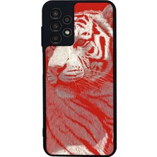 Samsung Galaxy A13 Uyumlu Kirmizi ve Kaplan Tasarımlı Glossy Premium Kılıf