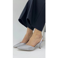 Akça Shoes Gümüş Taşlı Topuklu