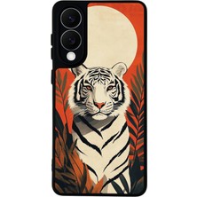 Samsung Galaxy S25 Edge Uyumlu Kirmizi ve Kaplan Tasarımlı Glossy Premium Kılıf