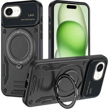 AyrStore Buğz Iphone 16E Kılıf Joy Lens Standlı Kapak - Siyah