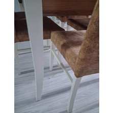 Bengi Ankara Mobilya Masa Sandalye Mizan 90656 Ceviz Tabla Kırık Beyaz Ayak 6 Adet Sandalye