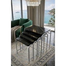 Homebella Homebella 3D Siyah Mermer 4'lü Zigon Sehpa Metal Krom Nikel Ayaklı  Üreticiden