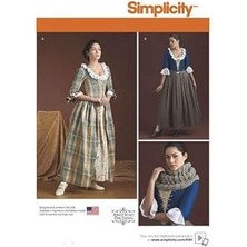SHC4200 Simplicity Desen 8161 Misses '18. Yüzyılda Kostüm Kesim Deseni, Beyaz, Beden R5