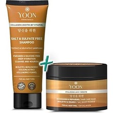 SHC4200 Yoon 2'li Vegan Tuzsuz Şampuan &amp; Saç Bakım Maskesi 250ML, Hyaluronik Asit, Keratin, Kolaje