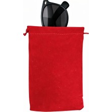 Optic Plus El Yapımı Kalın Ağzı Büzgülü Kadife Gözlük Kılıfı / Kadife Gözlük Kesesi 4 Adet Kırmızı