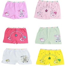 Tutku 6'lı Paket Baskılı Elastan Kız Çocuk Külot Boxer Şort
