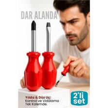 Marsilyan 2'litopaç Tornavida Seti: Avuçiçi Mini Yıldız ve Düz Uçlu  Kısa Şaft Ufak Vidalama Anahtarı