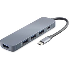 Marsilyan Type-C Hub 4*usb3.0 + Dc Sv Gri HDX7044