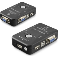 Marsilyan VGA USB Kvm Switch 2 In 1 Out + 2 Port USB Console + 2 Port USB Pc (Klavye/mouse + Yazıcı) - Siyah HDX1360