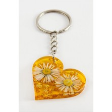 Marsilyan Papatya Kalp Epoksi Anahtarlık