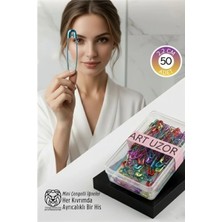 Marsilyan Renkli Mini Çengelli Iğne Seti 50 Adet - 2.2 cm Paslanmaz Metal Tasarım, Hobi ve Terzi Aksesuarı