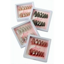 Marsilyan Rose Kedi Gözlü Taşlı Takma Tırnak