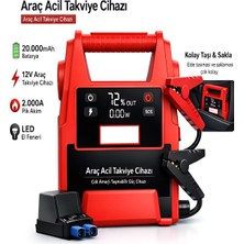 Deanb 20000MAH 12V Araç Akü Takviye Cihazı 2000A Tepe Akım LCD Ekranlı Çift Voltaj Jump Starter Powerbank