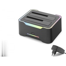 Marsilyan USB 3.0 Hdd/ssd Disk Docking Station Sata 2.5 /3.5 Klonlama Destekli Rgb - Siyah HDX1790