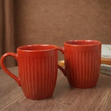 Giftmoda Çizgili Seramik Kupa 2'li
