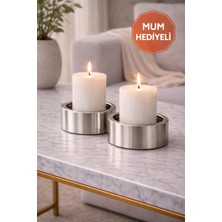 2’li Bakır Dekoratif Mum Hediyeli- Şık Ev Dekoru-Masaüstü Mumluk-Premium Dekor