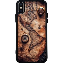 iPhone Xs Max Uyumlu Harita Tasarımlı Glossy Premium Kılıf