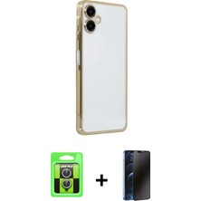Galaxy A07 4g Vadi Minimal - Siyah 3D Antistatik Hayalet Cam Ekran Koruyucu + Gümüş Raze Metal Kamera Lens