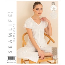 Royam Seamlife Kadın %100 Pamuk Önü Düğmeli Kısa Kollu Pijama Takımı